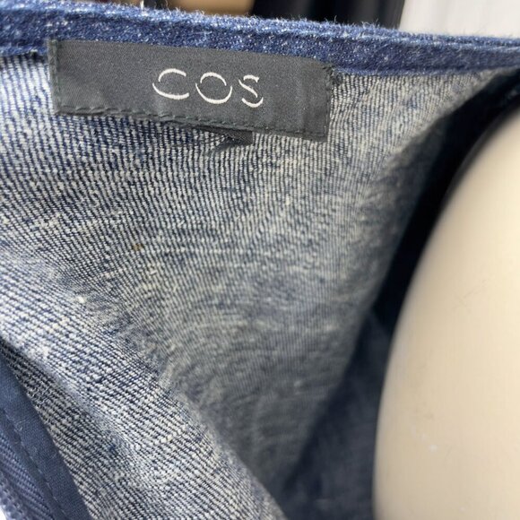 COS Denim Looking Contemporary Blue Hemp+Cotton Short Sleeve Shift Mini Dress - Picture 9 of 11
